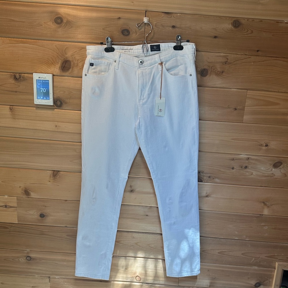 AG Adriano Goldschmied White Straight Leg Jeans